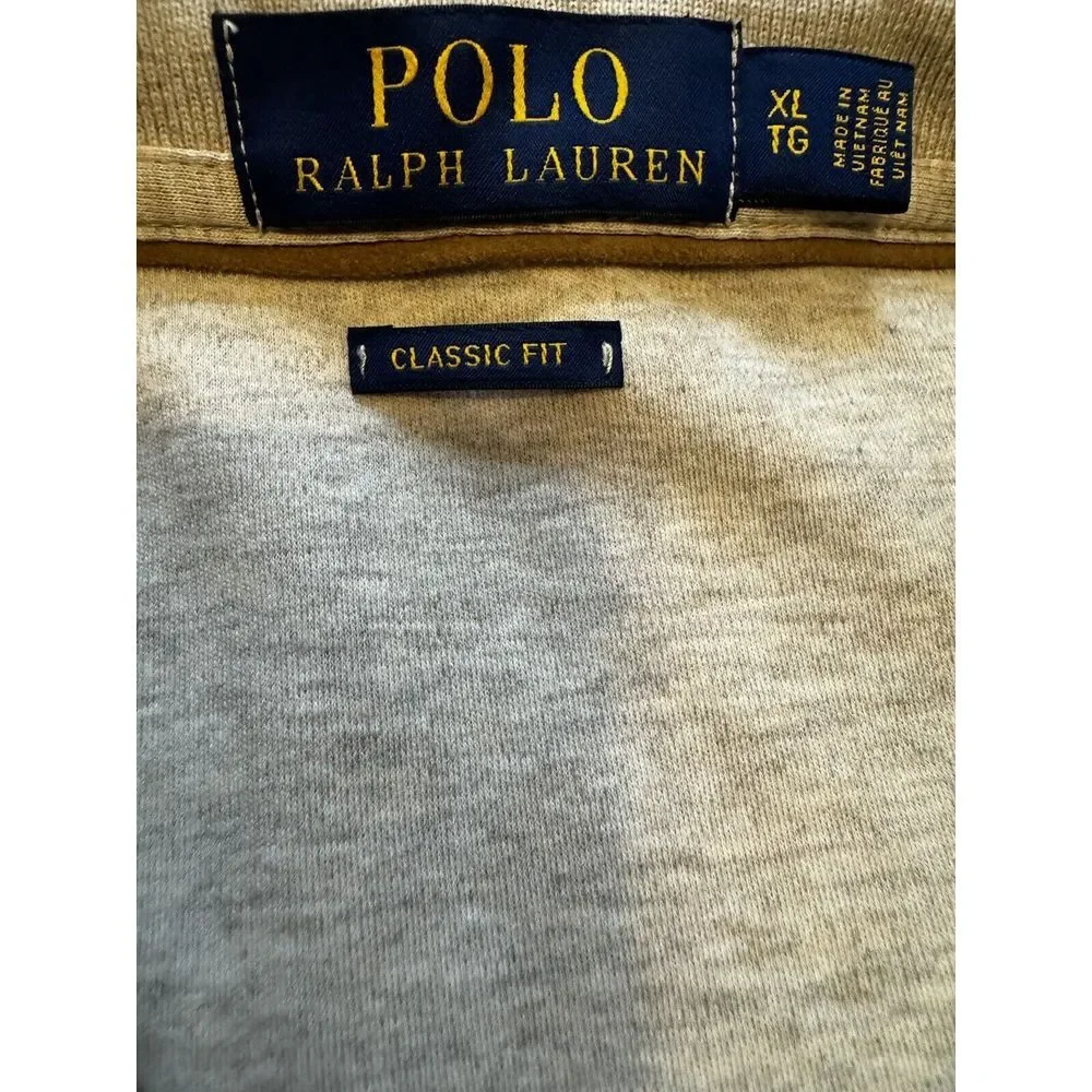 RALPH LAUREN Mens XL Beige Heather Long Sleeve‎ Button Down Polo Classic Fit